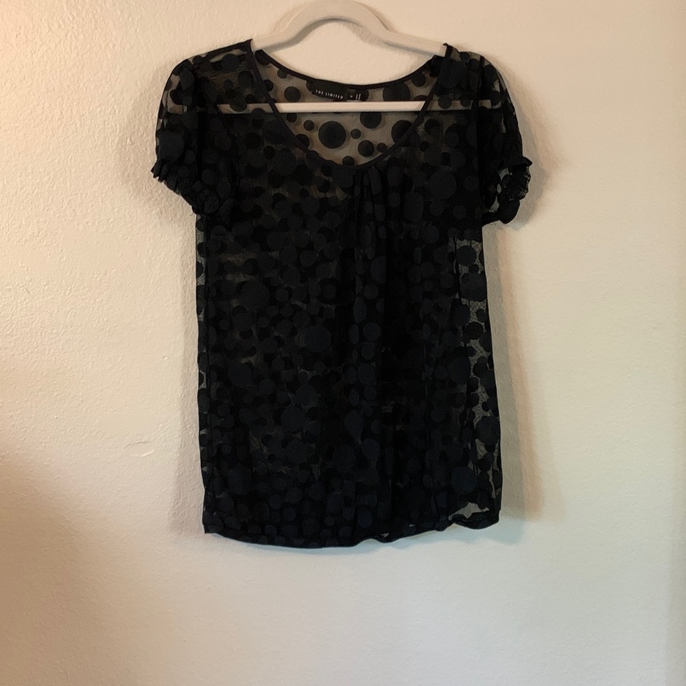 The Limited Black Polk A Dot Sheer Top Size M